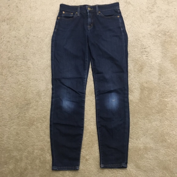 J. Crew Toothpick Distressed Jeans Skinny Ankle Dark Wash Stretch Slim Denim 25 - Picture 6 of 9